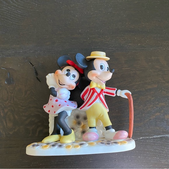 Walt Disney Productions Mickey & Minnie Mouse Porcelain Figurine, Mickey w/Cane - Picture 2 of 12